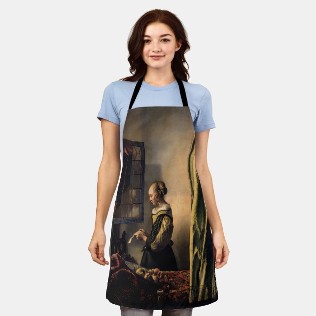 Tablier Vermeer - Fille lisant une lettre à une fenêtre ou (Porté)