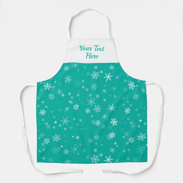 Tablier Vert blanc Snowflake Motif Noël (Recto)