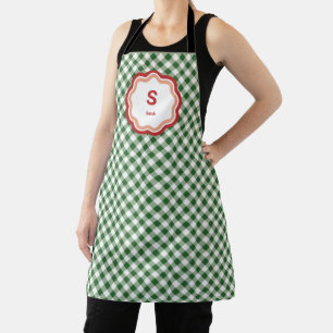 Tablier Vert et Blanc Gingham Noël
