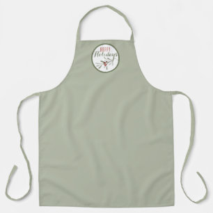 Tablier Vert gris bouché avec Sprig de verdure de Noël