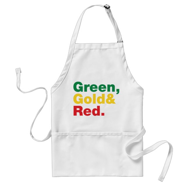 Tablier Vert, Or & Rouge. (Devant)