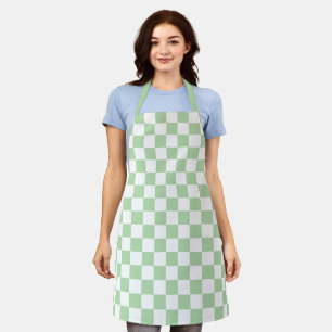 Tablier Vert pâle et carreaux blancs