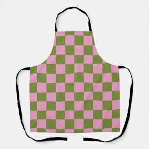 Tablier Vert rose À damiers En vichy Motif