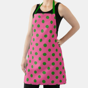 Tablier Vert sur rose Pois Design Motif