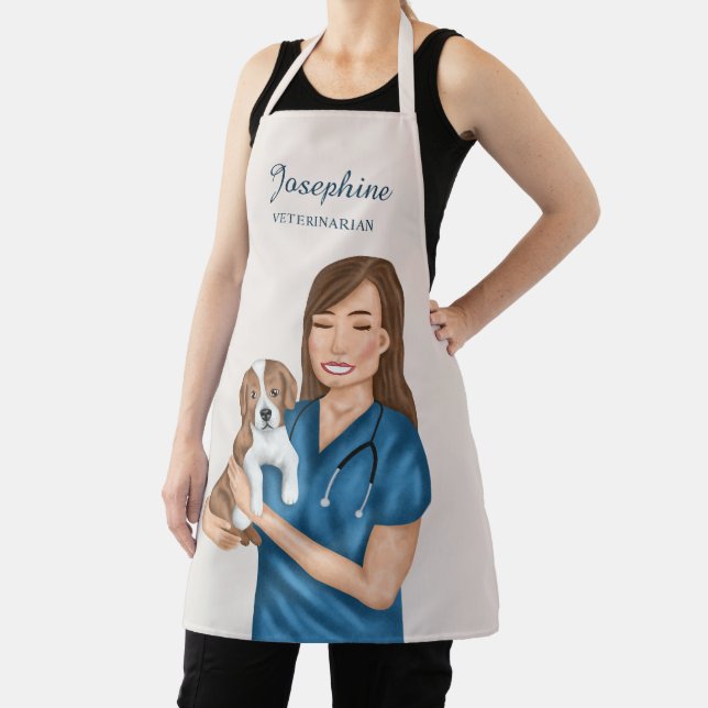 Tablier Vétérinaire Animal Doctor Vet Femme Avec Chiot (Insitu)