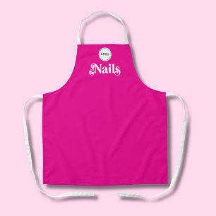 Tablier Vibrant Pink Employé Votre Logo Nail Tech Salon