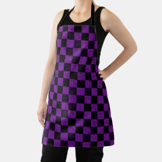 Tablier Vichy rustique, violet et noir