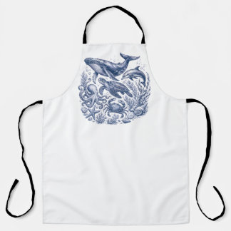 Tablier Vieille vie océanique bleu et blanc nautique