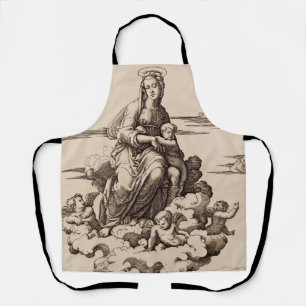 Tablier Vierge et Enfant dans les Nuages