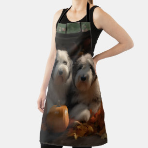 Tablier Vieux anglais Sheepdog Chiot Chiot Automne Citroui