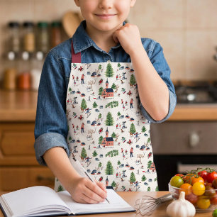 Tablier Village d'hiver de Noël pour enfants Cuisine et pâ