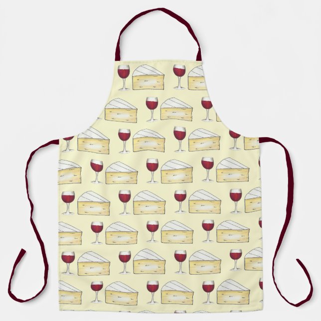 Tablier Vin et fromage Vin rouge Verre Brie Fromage Weese (Recto)