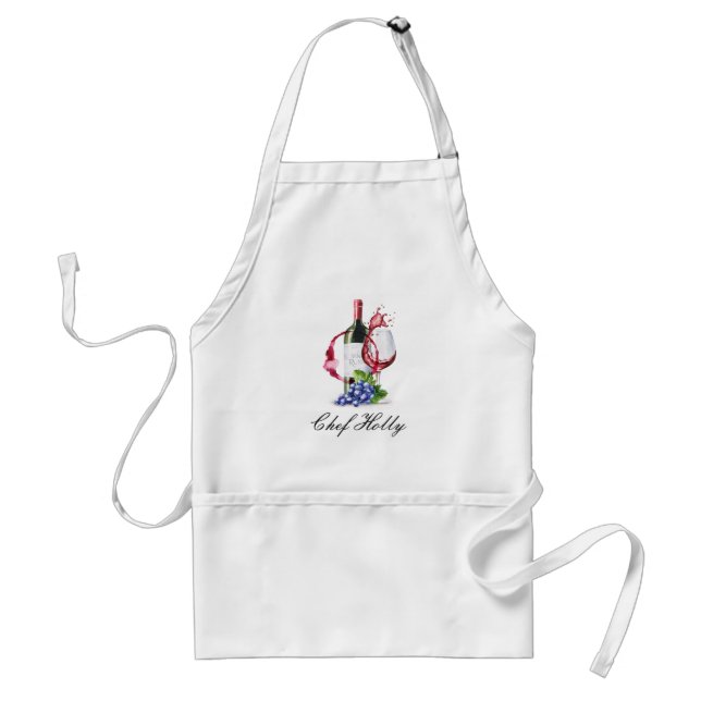 Tablier Vin rouge | Nom du chef Adulte Apron (Devant)