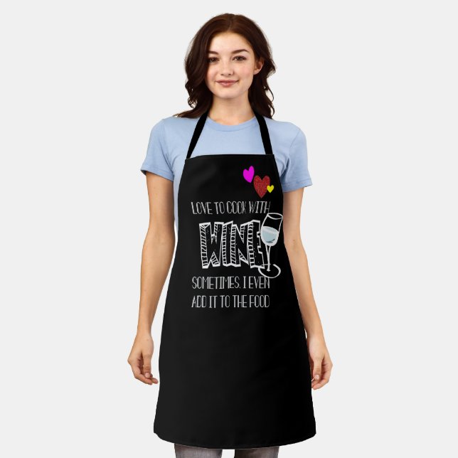 Tablier Vin Sassy Boire Cuisine Personnalisé Noir (Porté)