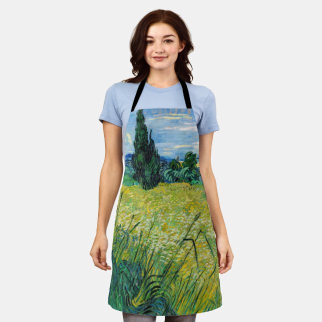 Tablier Vincent van Gogh - Champ de blé vert avec Cypress (Porté)