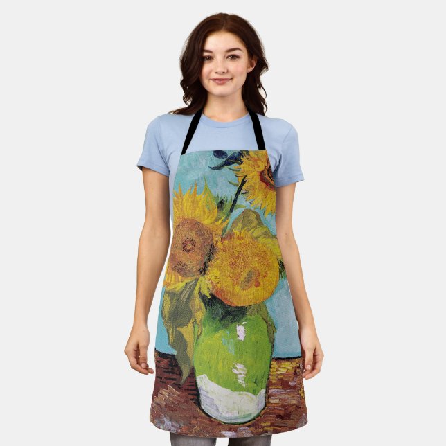 Tablier Vincent Van Gogh - Trois tournesols dans un vase (Porté)