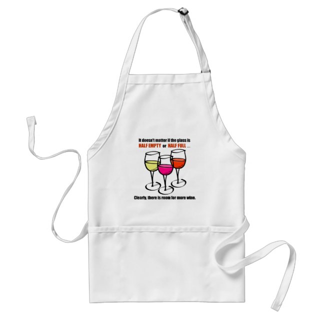 Tablier Vins de caricature Verre mi-Vin vide Humour (Devant)