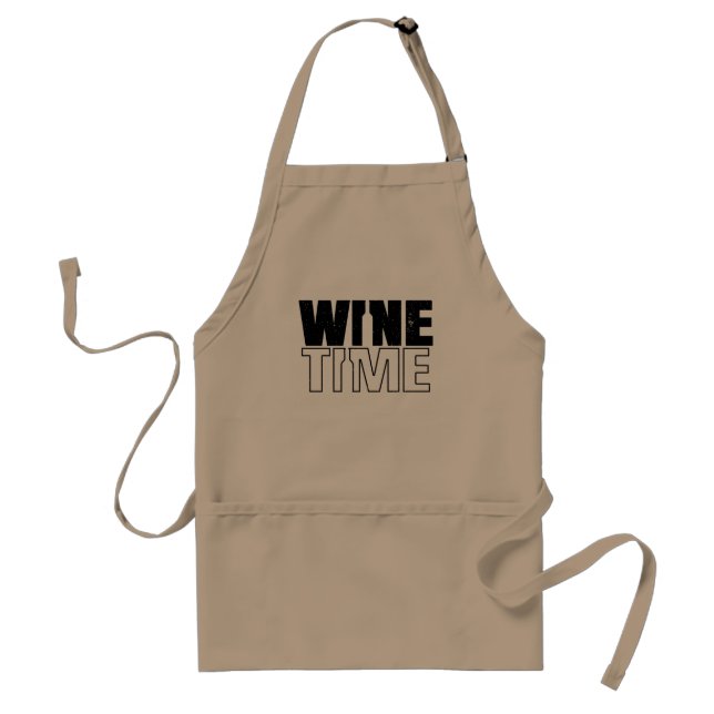 Tablier Vins : typographie en détresse avec bouteille de v (Devant)