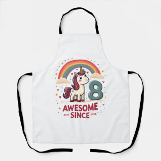 Tablier Vintage 8 Awesome Since 2018 Unicorn Birthday Rain