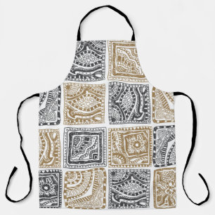 Tablier vintage abstrait doodle motif sans couture. Noir
