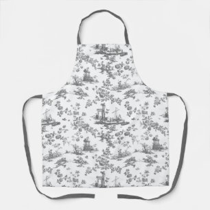 Tablier Vintage Anglais Floral Toile de Jouy-Blue Apron
