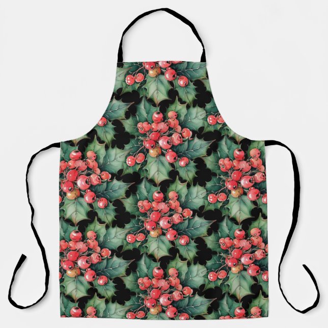 Tablier Vintage aquarelle sainte baies feuilles (Recto)