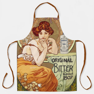 Tablier Vintage Art Nouveau Lady Bitters Alfonse Mucha