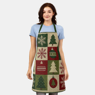 Tablier Vintage, aspect patchwork matelassé Noël rustique