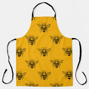 Tablier Vintage Bee Motif, Jaune Noir.