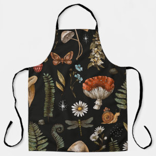 Tablier Vintage bois nature motif sans couture. Amanita