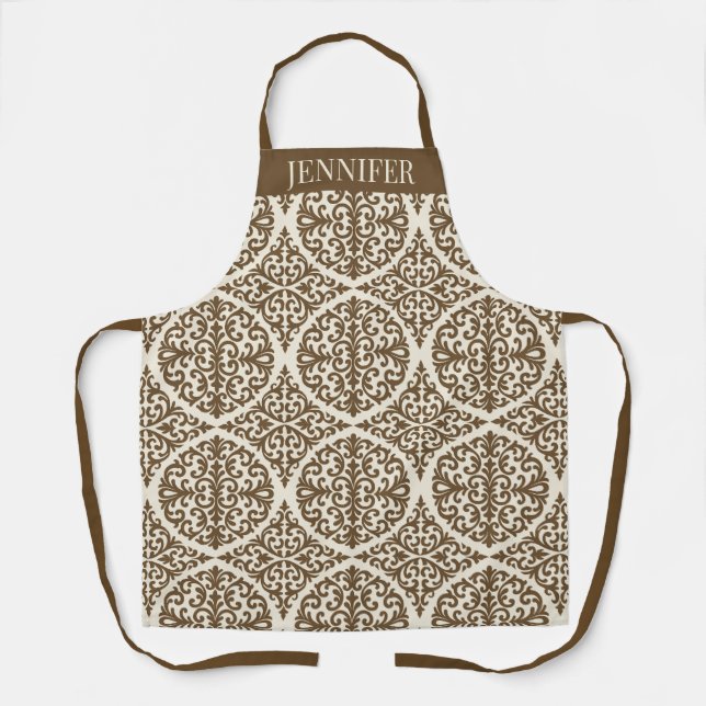 Tablier Vintage Brown Damask Kitchen Design (Recto)