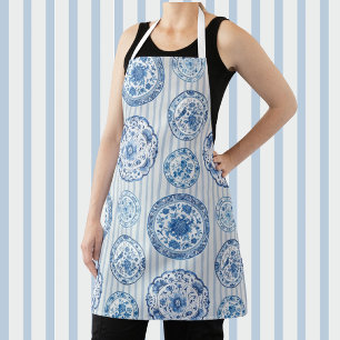 Tablier Vintage Chinoiserie Bleu Blanc Antique Plates