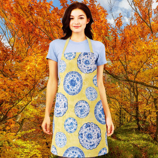 Tablier Vintage Chinoiserie Plaques antiques Faded Damas