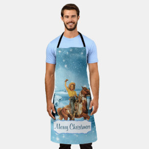 Tablier Vintage Cowgirl à cheval hiver Joyeux Noël