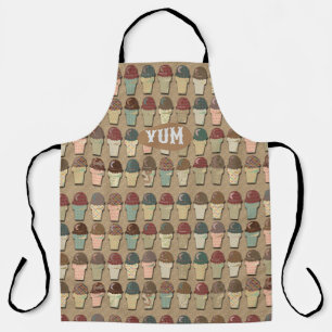 Tablier Vintage Earth Tones Ice Cream Cones Design Motif