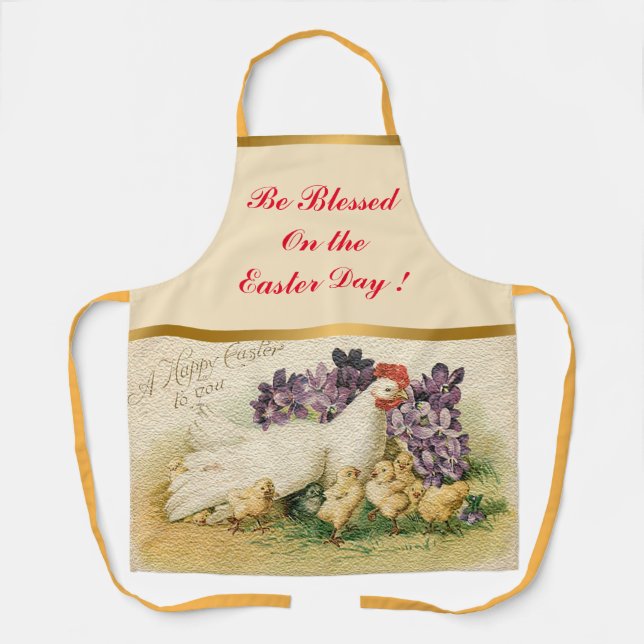 Tablier Vintage Hen Et Poulets Pâques (Recto)