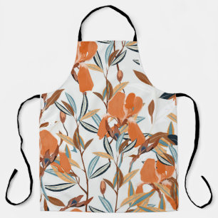 Tablier Vintage motif floral d'Iris orange