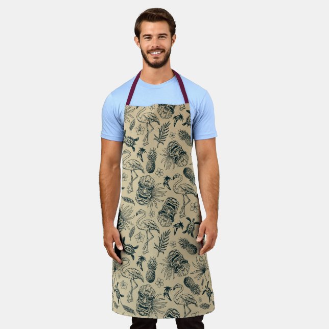Tablier Vintage Motif tropical (Porté)