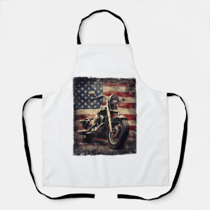 Tablier Vintage Motorcycle USA Drapeau Retro Biker América