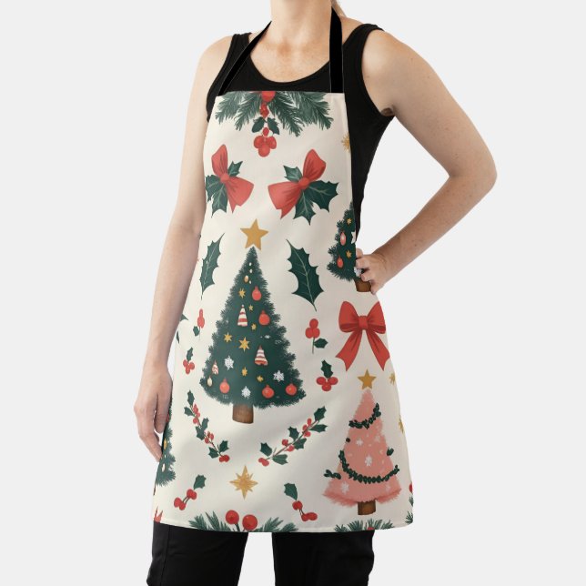 Tablier Vintage Noël Mistletoe & Bows Holiday (Insitu)