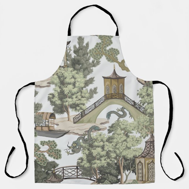 Tablier Vintage paysage chinois sans couture motif. Chinoi (Recto)