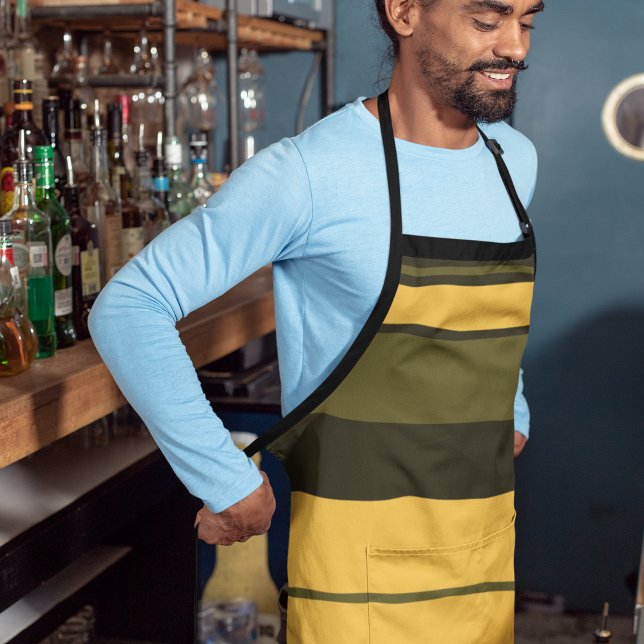 Tablier Vintage rayures jaune et verte (apron)