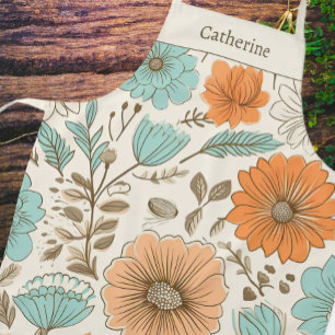 Tablier Vintage Retro Floral Pastel Nom