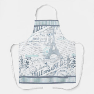 Tablier Vintage Romance Collage bleu ID226