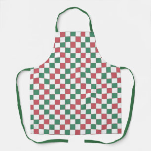 Tablier Vintage rouge rétro et vert Carré Plaid
