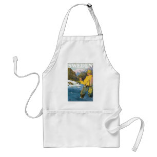 Tablier Vintage Travel to Sweden, Fisherman Sports Fishing