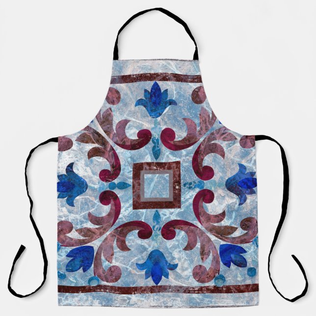 Tablier Vintage tuile italienne avec motif marocain abstra (Recto)
