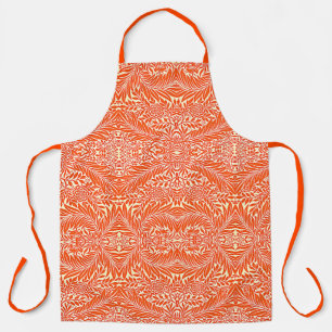 Tablier Vintage William Morris motif Floral blanc orange
