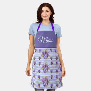 Tablier Violas Floral Violet Viola Violet Motif Mum Apro