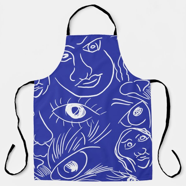 Tablier Visage de beauté : dessin à une ligne. (Recto)